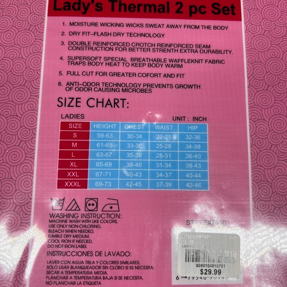 Womens Cotton Waffle Knit Thermal Underwear Stretch Shirt Pant Set Purple Size S - Picture 3 of 8